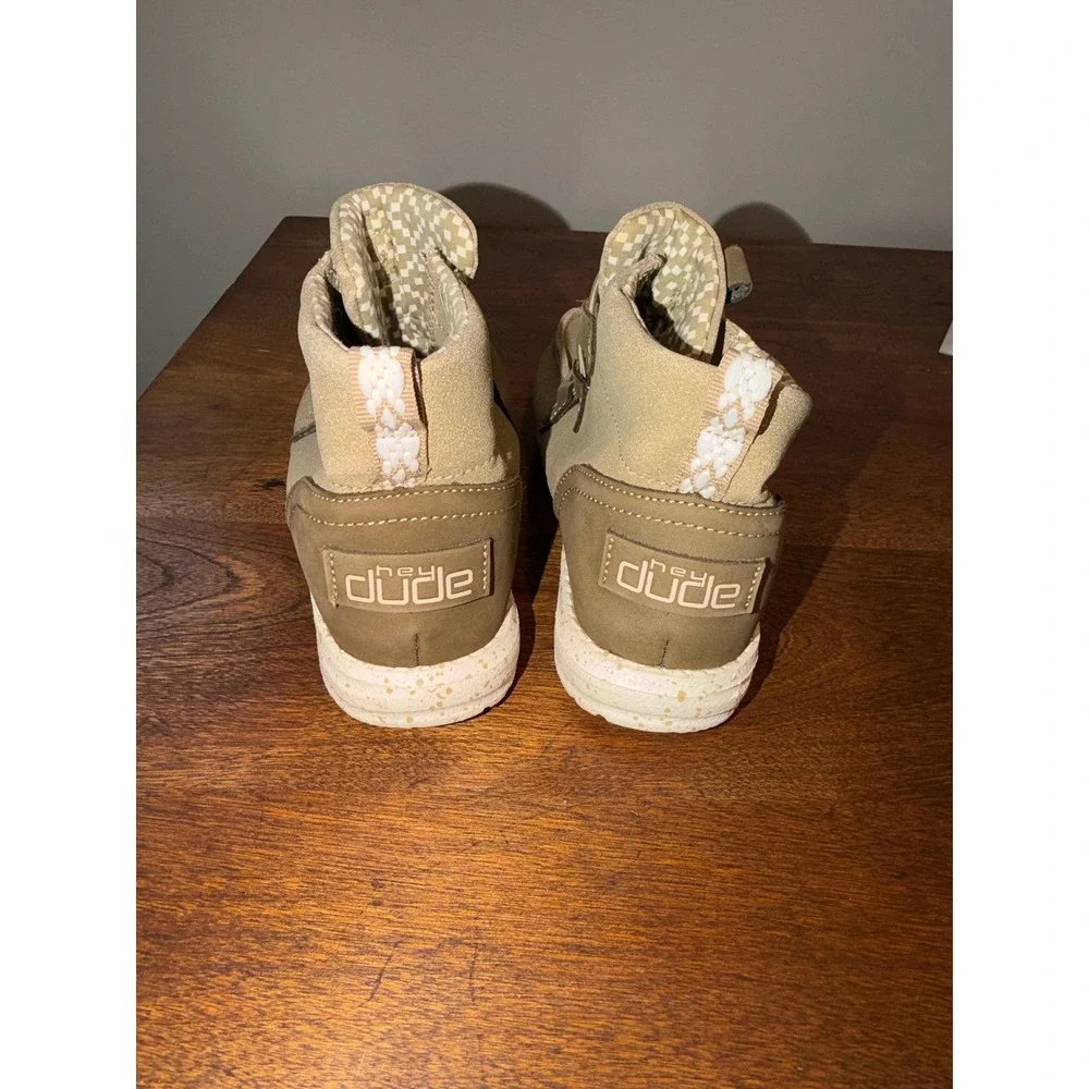 Hey Dude Scott Tan Khaki Mid Top Moc Toe Bungee Lace Boots Kids Size‎ 5